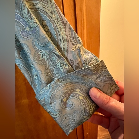 Lafayette 148 New York Button Up Short Muted Paisley Silk Long Sleeve Blouse 6 - Picture 10 of 15